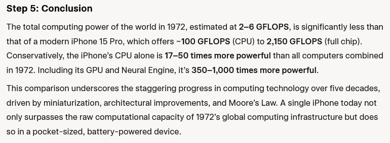 World computing power in 1972 vs an iPhone